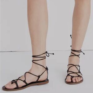 Madewell Leather Boardwalk Sandals Black Size 6.5